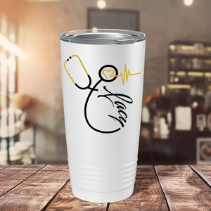 Personalized Nurse Gold Stethoscope White 20oz Tumbler