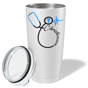 Doctors Stethoscope Blue on White 20oz Tumbler