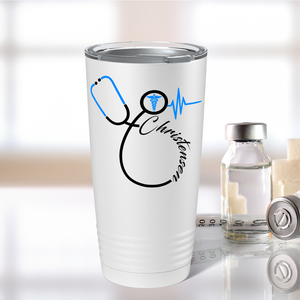 Doctors Stethoscope Blue on White 20oz Tumbler