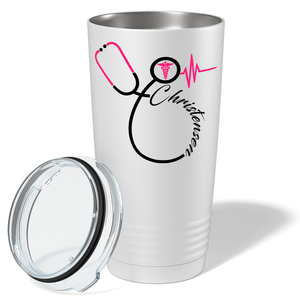 Doctors Stethoscope Pink on White 20oz Tumbler