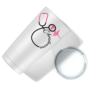 Doctors Stethoscope Pink on White 20oz Tumbler