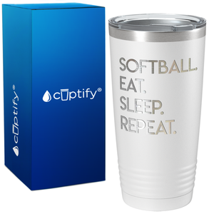 Eat Sleep Softball Repeat on 20oz Tumbler