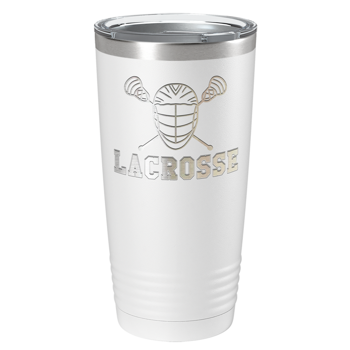 Lacrosse Mask and Sticks Laser Engraved on Stainless Steel Lacrosse Tumbler