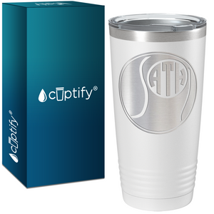 Personalized Monogrammed Tennis Ball Laser Engraved on Stainless Steel Tennis Tumbler