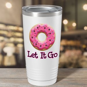 Donut Let Go Pink on White 20 oz Stainless Steel Tumbler