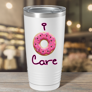I Donut Care Pink on White 20 oz Stainless Steel Tumbler