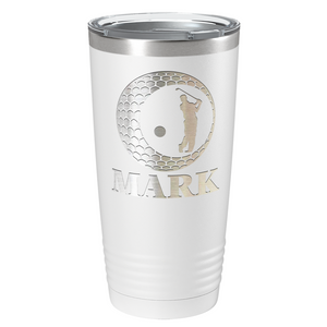 Personalized Golfer in Ball Laser Engraved on Stainless Steel Golf Tumbler