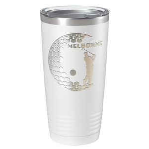 Personalized Golfer in Half Ball Laser Engraved on Stainless Steel Golf Tumbler