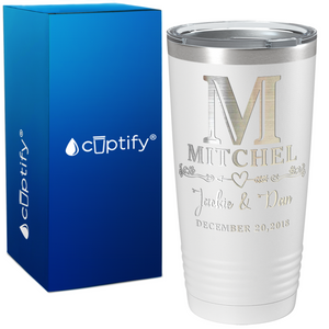 Monogrammed Anniversary Date on Wedding 20oz Tumbler