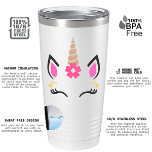 Unicorn Pink Face on 20oz Tumbler