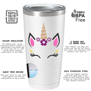 Unicorn Purple Face on 20oz Tumbler