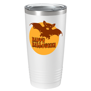 Happy Halloween Flying Bat on Stainless Steel Halloween Tumbler