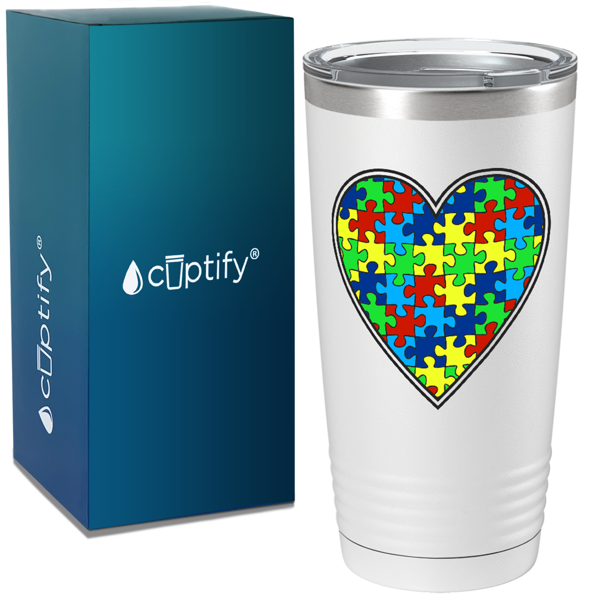 Autism Awareness Heart on Autism 20oz Tumbler