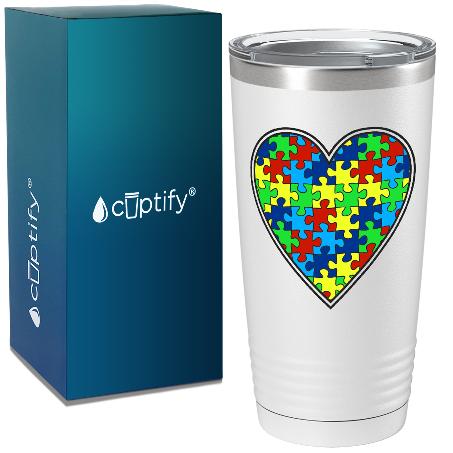 Autism Awareness Heart on Autism 20oz Tumbler