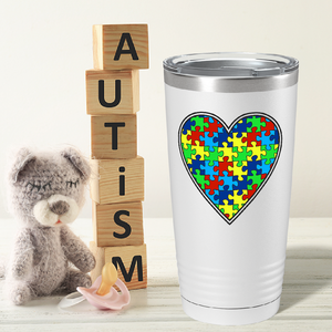Autism Awareness Heart on Autism 20oz Tumbler
