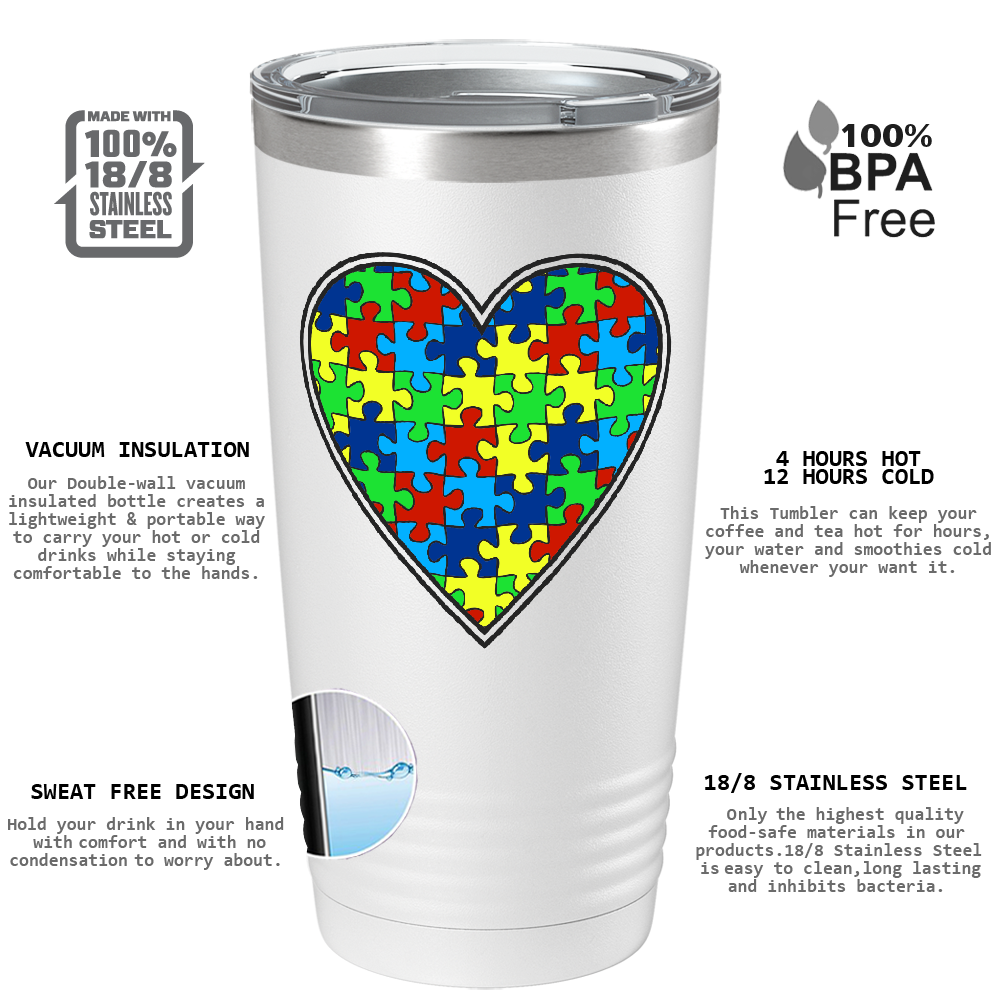 Autism Awareness Heart on Autism 20oz Tumbler