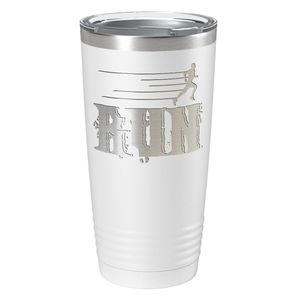 Run Laser Engraved on Stainless Steel Cross Country Tumbler