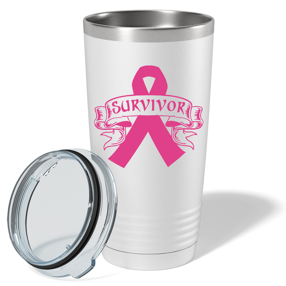 Tribal Breast Cancer Ribbon on White 20oz Tumbler