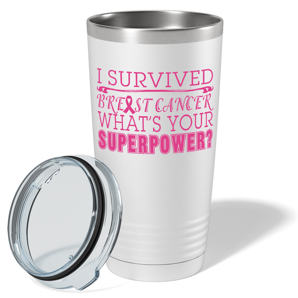 I Survived Breast Cancer on White 20oz Tumbler