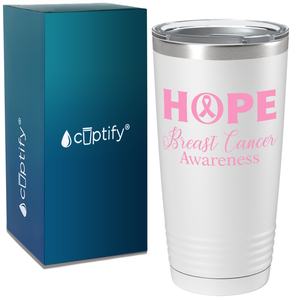 Hope Breast Cancer Awareness on White 20oz Tumbler