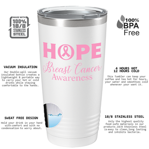 Hope Breast Cancer Awareness on White 20oz Tumbler