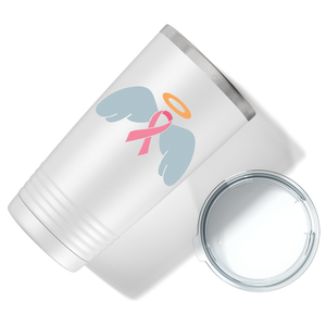 Angel Cancer Ribbon on White 20oz Tumbler