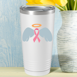 Angel Cancer Ribbon on White 20oz Tumbler