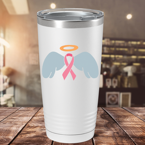 Angel Cancer Ribbon on White 20oz Tumbler