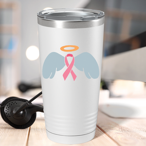 Angel Cancer Ribbon on White 20oz Tumbler