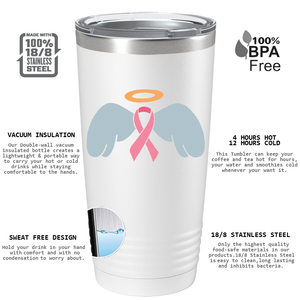 Angel Cancer Ribbon on White 20oz Tumbler