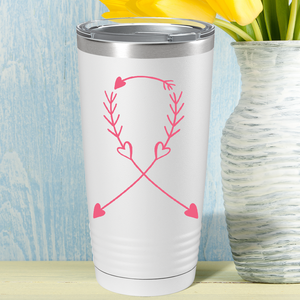 Arrow Cancer Ribbon on White 20oz Tumbler