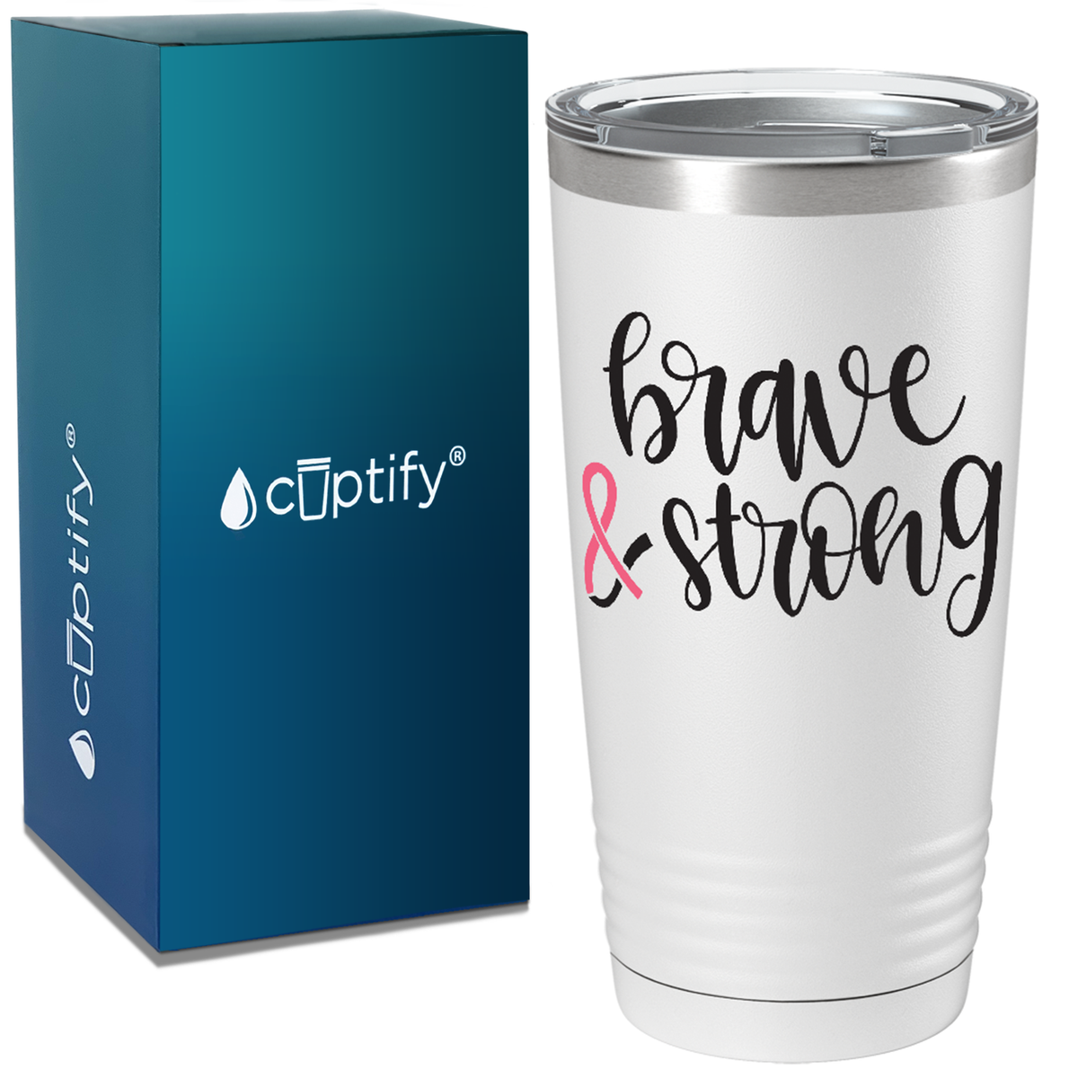 Brave and Strong on White 20oz Tumbler