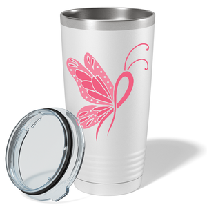Butterfly Cancer Ribbon on White 20oz Tumbler