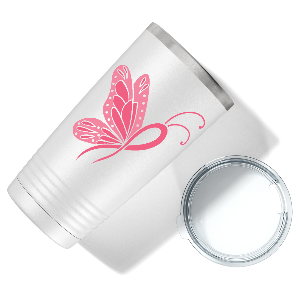 Butterfly Cancer Ribbon on White 20oz Tumbler