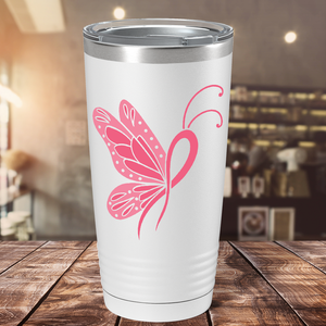 Butterfly Cancer Ribbon on White 20oz Tumbler