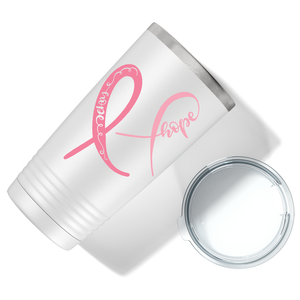 Hope Cancer Ribbons on White 20oz Tumbler