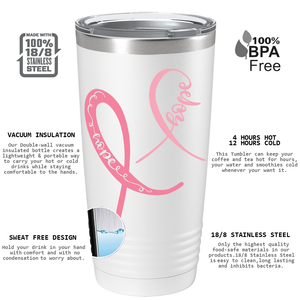 Hope Cancer Ribbons on White 20oz Tumbler