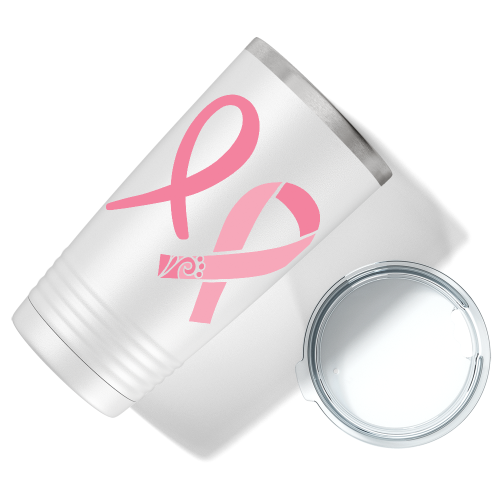 Detailed Cancer Ribbons on White 20oz Tumbler