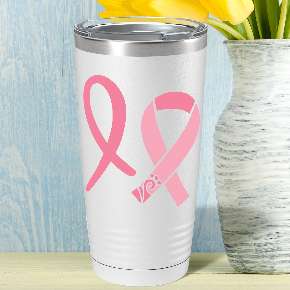 Detailed Cancer Ribbons on White 20oz Tumbler
