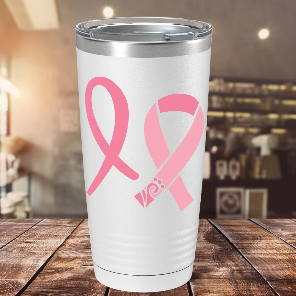 Detailed Cancer Ribbons on White 20oz Tumbler