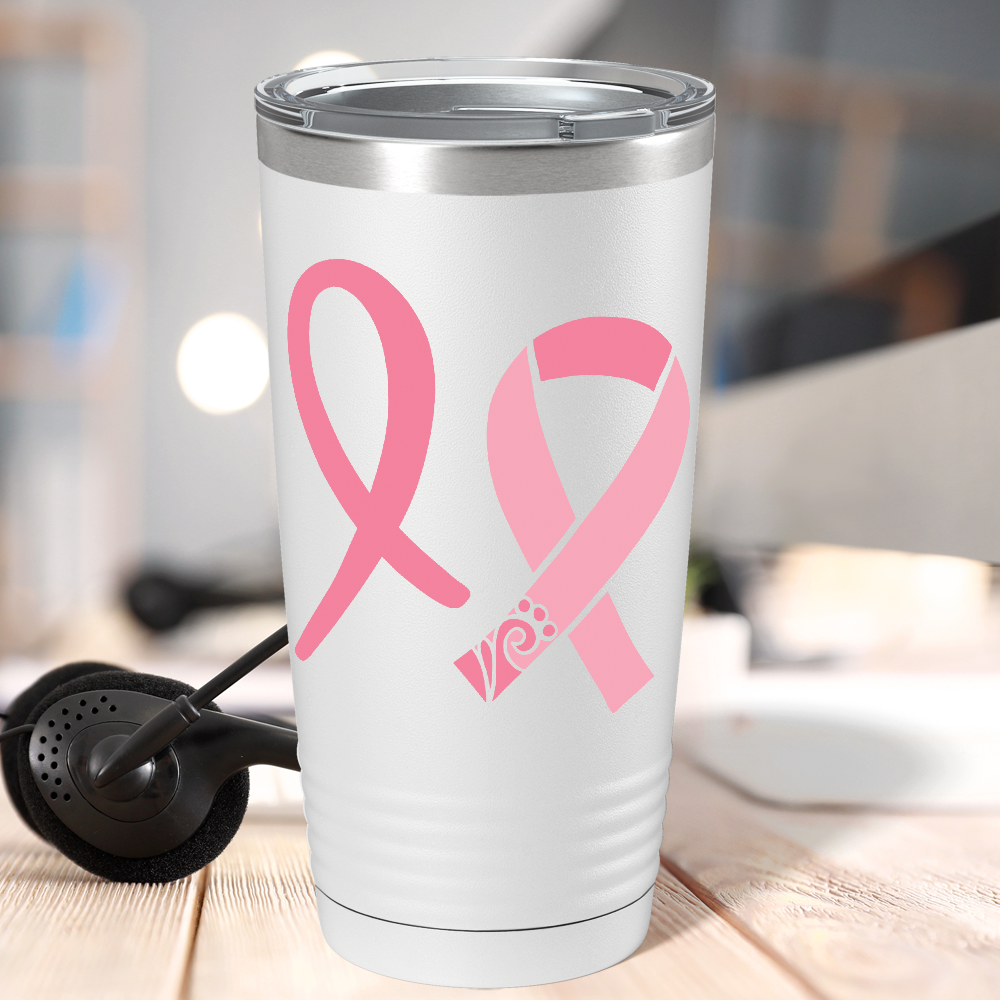 Detailed Cancer Ribbons on White 20oz Tumbler