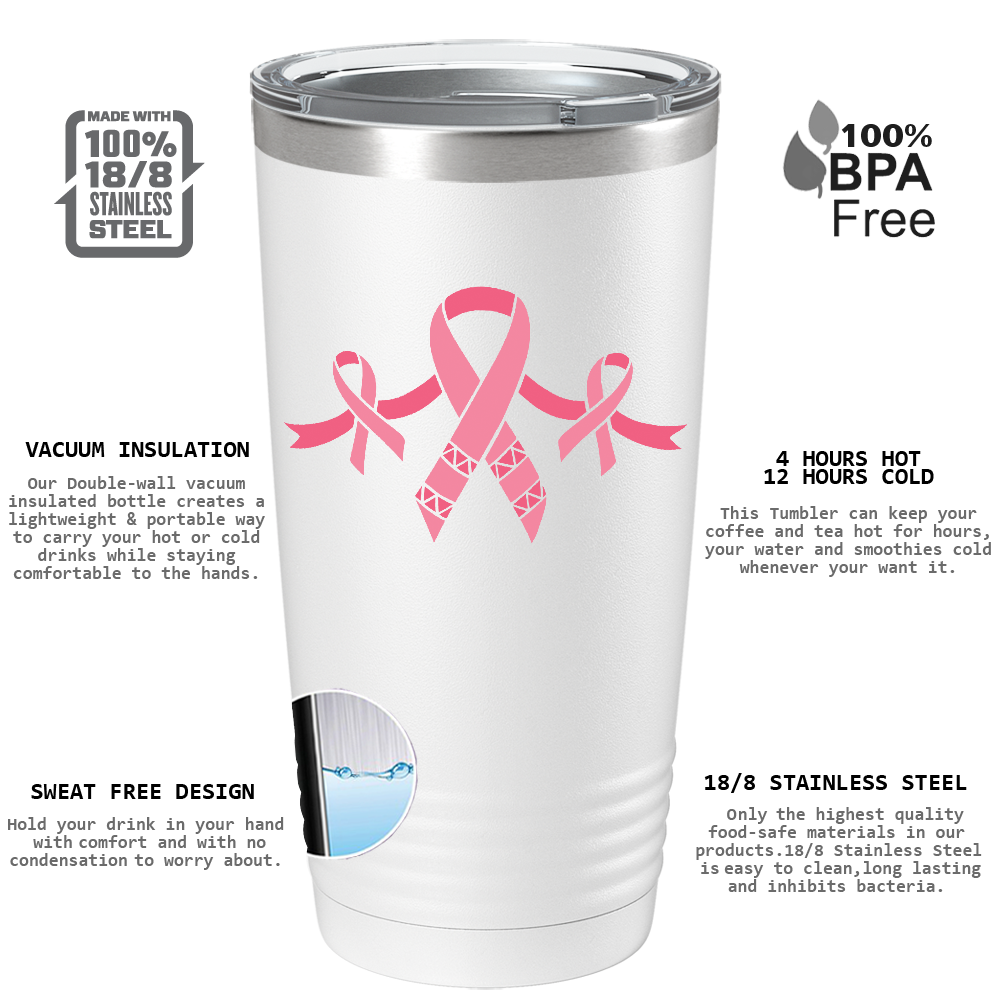 Cancer Ribbons on White 20oz Tumbler
