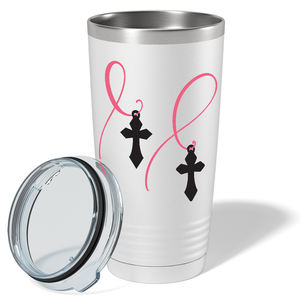 Cross and Cancer Ribbon on White 20oz Tumbler