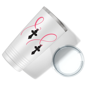 Cross and Cancer Ribbon on White 20oz Tumbler