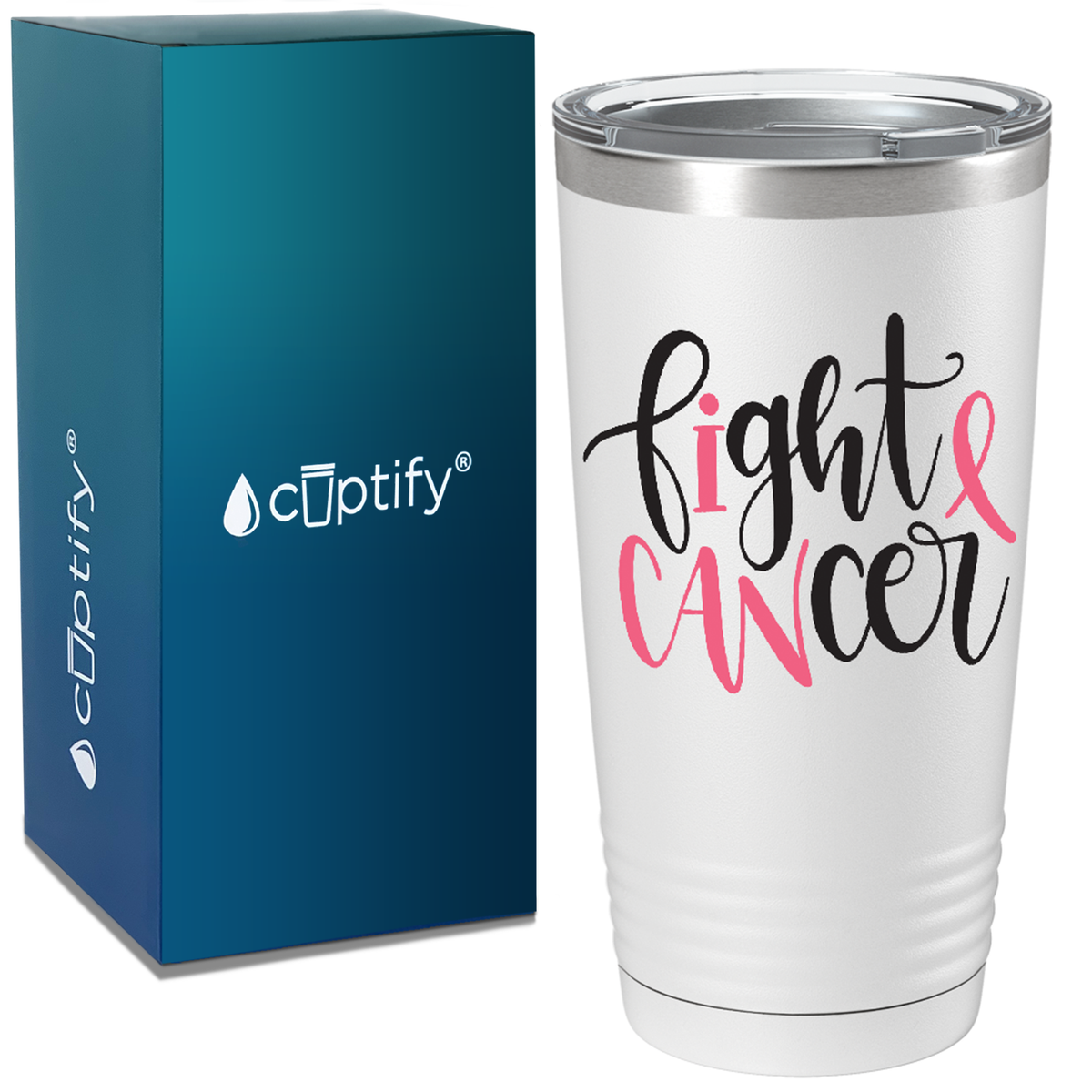 Fight Cancer on White 20oz Tumbler