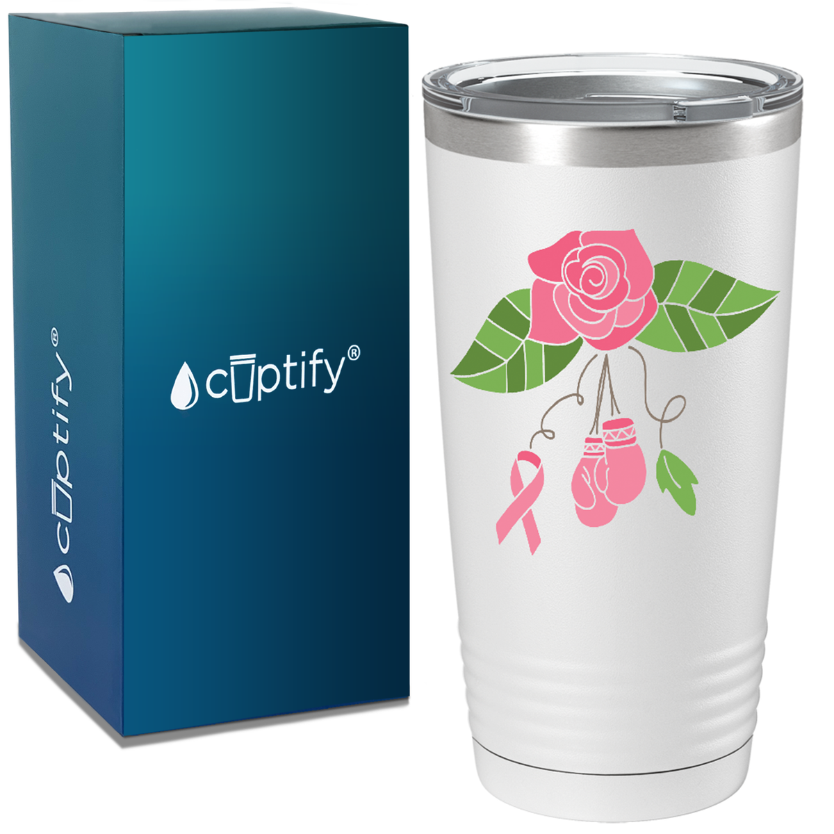 Floral and Cancer with Gloves on White 20oz Tumbler