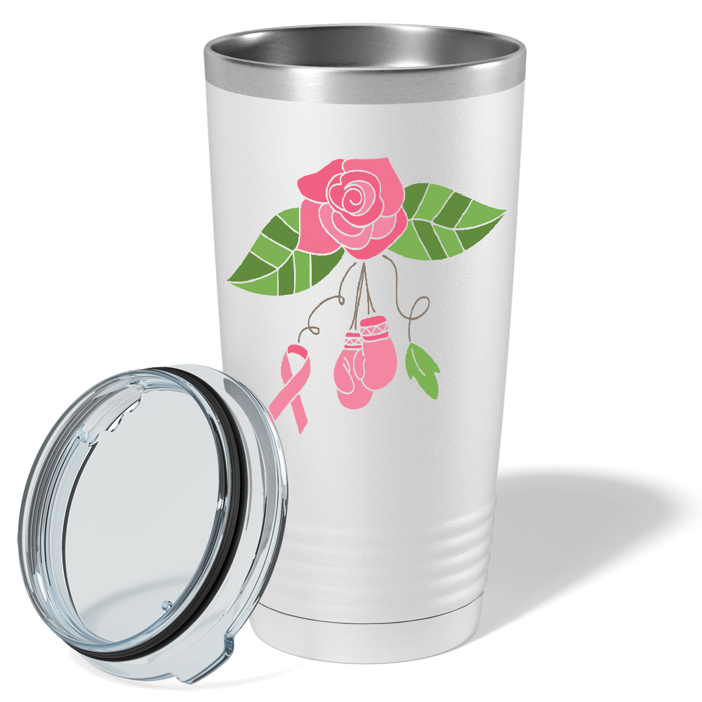 Floral and Cancer with Gloves on White 20oz Tumbler