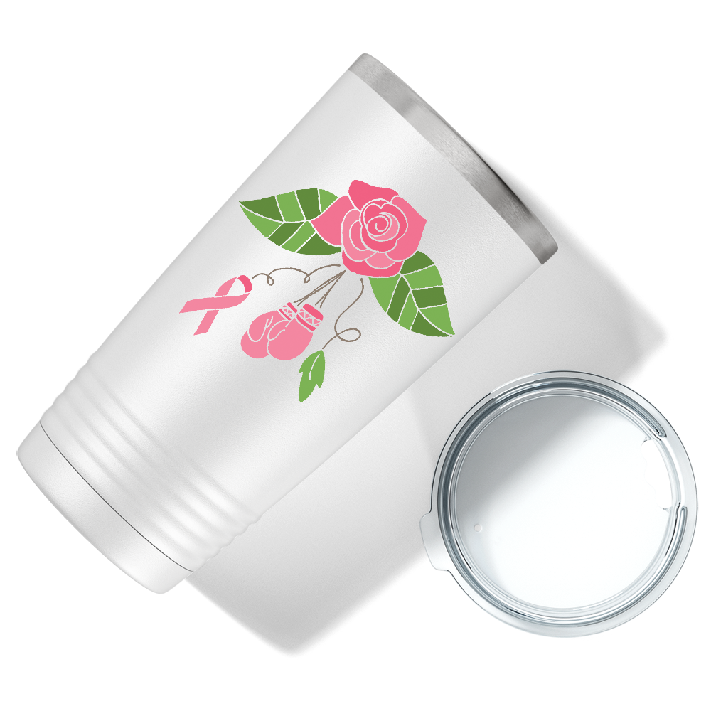 Floral and Cancer with Gloves on White 20oz Tumbler