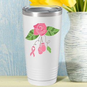Floral and Cancer with Gloves on White 20oz Tumbler