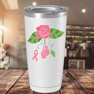Floral and Cancer with Gloves on White 20oz Tumbler
